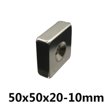1 pcs 50 x 50 x 20 mm 10mm Hole N35 Super Strong Rare Earth Ring Block Neodymium Magnet Fridge Magnets 2024 - buy cheap