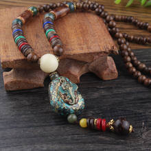 WEIYU Vintage Buddha Necklace Nepal Elephant Ethnic Necklace For Women Men Jewelry Handmade Sandalwood Wooden Beads Necklace 2024 - buy cheap
