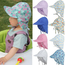 Защитная хлопковая Панама, летняя детская Солнцезащитная шапка унисекс для новорожденных, однотонная шляпа с цветочным принтом, закрытая шапочка для рыбалки 2024 - купить недорого