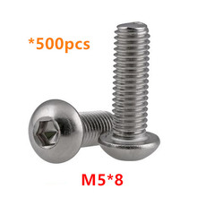 500pcs M5 * 8 A2-70 Redonda de aço Inoxidável de Cabeça Hexagonal Parafusos Botão cabeça de Cogumelo Parafusos ISO7380 2024 - compre barato