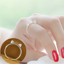Модное ювелирное изделие, кольцо в форме сердца, посеребренное милое кошачье ушное кольцо для женщин и девушек, подарки, регулируемая звезда, кольцо с подвеской, оптовая продажа 2024 - купить недорого