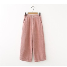 Spring and autumn new fashion quality corduroy wide leg pants casual women's loose wild high waist solid color nine pants TB1809 2024 - buy cheap