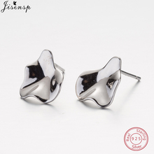 Jisensp Assimetria Onda Real 925 Sterling Silver Stud Earrings Mulheres Fine Jewelry Punk Geométrica Brincos Presente de Ano Novo 2024 - compre barato