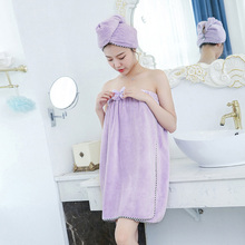 Женское банное полотенце, супервпитывающее, из микрофибры, толстое полотенце для волос, комплект для халата U0003 2024 - купить недорого
