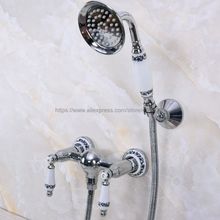 Torneira de banheiro de parede cromada, polida, com chuveiro de mão, conjunto de torneira do banheiro, torneira com misturador bna285 2024 - compre barato