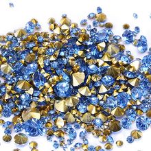 Venta al por mayor de diamantes de imitación de resina azul claro pegamento en cuentas puntback muchos tamaños joyas de diamantes arte de uñas decoración de vestido de boda DIY 2024 - compra barato