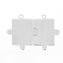 Simsimi jigsaw Puzzles Pingente ligado encantos pingente em branco DIY jóias ambos os lados espelho de Aço Inoxidável polido 50 pcs 2024 - compre barato