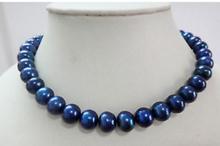 stunning 10-11mm round black blue pearl necklace 18inch 36" 2024 - buy cheap