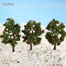 dophee 10pcs model Red fruit Tree Plastic 110mm Landscape Trees Train Layout Garden Scenery Miniature 2024 - buy cheap