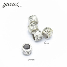 Yuenz 10 pçs diy encantos redondos para fazer jóias de prata antigo cor grande buraco espaçadores contas charme espaçadores contas 9*7mm r40 2024 - compre barato