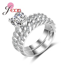 Anéis elegantes com cristal austríaco cristalino 925 prata esterlina para mulheres joias fashion bijuterias atacado 2024 - compre barato