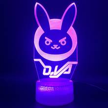 Novelty Light Game Overwatch D.Va Hana Song Office Home Decor Lamp Birthday Gift for Kid Child 3d Optical Led Night Light Lamp 2024 - buy cheap
