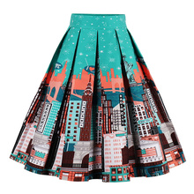 Retro Print Flower Summer Lady Skirts Womens 2021 High Waist Vintage Skirt Elegant A-Line Midi Women Skirt 18 Styles S-XXL 2024 - buy cheap