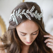 SLBRIDAL Ribbon Handmade Wired Crystal Rhinestones Wedding Jewelry Tiara Hair Vine Bridal Headband Hair accessories Bridesmaids 2024 - buy cheap