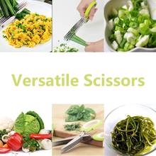 Stainless Steel Fruit Vegetable DIY Quick Salad 5 Blade Herb Scissors Eco-Friendly Kitchen Tool with Cleaning Comb 2024 - buy cheap