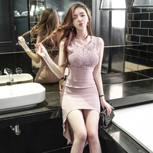 Fashion women new arrival comfortable temperament elegant formal dress vintage party sexy slim backless lace asymmetrical dress 2024 - buy cheap