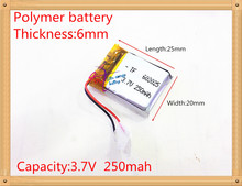 best battery brand 3.7V polymer lithium battery 602025 250MAH children's positioning watch special battery Bluetooth audio 2024 - buy cheap