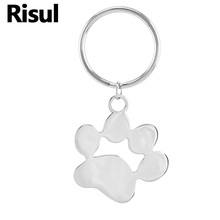 100% Stainless Steel Dog Paw Keychain Blank For Engrave Metal Paw Tag Charm Key Chain Mirror Polished Wholesale 10pcs 2024 - buy cheap