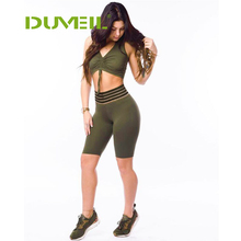 DUVEIL Sleeveless Solid  Stitching Five-part Trousers Suit Leisure Yoga Sports Suit Sports Two-piece Yoga Pants+ Sports Bra 2024 - buy cheap