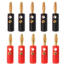 Cabo de fio de áudio banhado a ouro 4mm, adaptador de conector de plugue banana com fio de alto-falante com 10 peças 2024 - compre barato