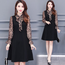 Spring Women Dresses New Fashion Print Chiffon Splicing Fake Two Pieces Long Sleeve Dress Sexy Elegant Ladies Office Dress AA640 2024 - buy cheap