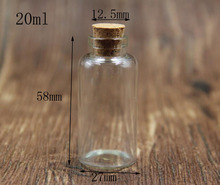50pcs/lot 27*58mm 20ml Glass Bottles with Clear Cork Stopper Tiny Vials Jars Containers Message Wedding Wish Jewelry Favors Gift 2024 - buy cheap