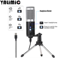 Micrófono condensador profesional para ordenador, dispositivo con enchufe USB y soporte para trípode, para grabación de vídeos de YouTube y Karaoke 2024 - compra barato