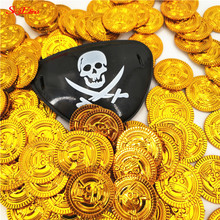 Moneda de juego de plástico de 100 Uds. De 2,5 cm de piratas, monedas de oro para material para Fiesta infantil, monedas de tesoro, decoración de Navidad 5Z 2024 - compra barato