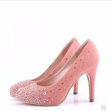 Ladies Big Size(4-15) Hand-Made Sexy Rhinestone Customized Full Genuine Leather Thin High Heels Shoes Women Pumps Party Wedding 2024 - buy cheap