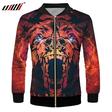 UJWI Zipper Jackets Hombre New Long Sleeve Red tiger 3D print Tracksuits Printing animal Streetwear Big Size Tops Tees Winter 2024 - buy cheap