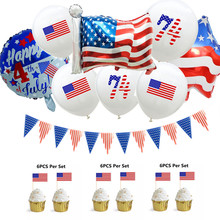 США День Независимости украшения воздушный шар синяя струна фольги шар счастливый 4 июля американский флаг торт Топпер 2024 - купить недорого