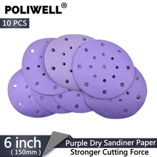 POLIWELL 10 PCS 6 Polegada 17-Buracos 60-600 Roxo Papel de Lixamento a Seco Grit Discos para Hook & loop Festool Lixa Lixadeira Acessórios 2024 - compre barato