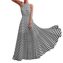 Женское пляжное платье в стиле бохо, свободное платье без рукавов в полоску, Пляжное Платье для вечеринки, повседневное длинное платье макси, S-2XL 2024 - купить недорого