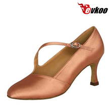 Evkoodance-zapatos de Salsa con punta cerrada para mujer, calzado con tacón de 7cm, en 4 colores, Blanco, Negro, caqui, suela blanda, Evkoo-027 Latino 2024 - compra barato