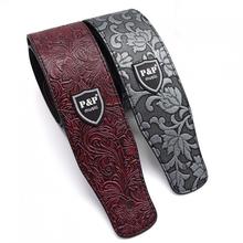 Sale 4 Colors Optional Adjustable PU Leather Embossed Guitar Strap for Guitar Bass 2024 - buy cheap