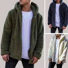 Hirigin Mens Coat Autumn Winter Casual Loose Double-Sided Plush Hoodie Fluffy Fleece Fur Jacket Hoodies Coat Outerwear Dropship 2024 - buy cheap