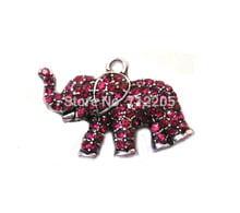 antique silver zinc studded with sparkling crystals Elephant Red Crystal Animal Pendant 2024 - buy cheap