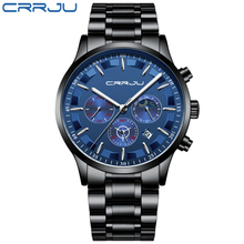 CRRJU-reloj deportivo para hombre, cronógrafo con fecha automática, de malla de acero inoxidable, resistente al agua, Masculino 2024 - compra barato