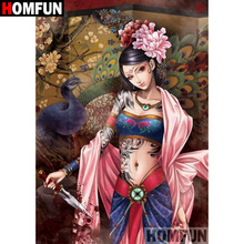 HOMFUN Full Square/Round Drill 5D DIY Diamond Painting "Japanese woman" Embroidery Cross Stitch 5D Home Decor Gift A08067 2024 - buy cheap