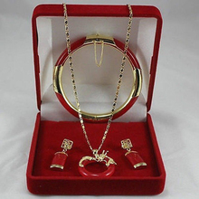Новые ювелирные изделия, ожерелье, серьги, браслет с подвеской в виде красного круга дракона 2024 - купить недорого