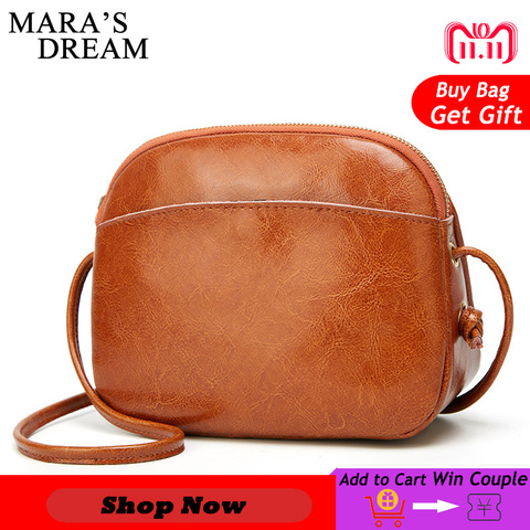Mara's Dream 2018 Women Bag Fashion Oil PU Leather Solid Women's Handbags Bolsas Top-Handle Bags Women Shoulder Messenger Bags 2022 - buy cheap