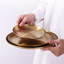 Western Steak Round Tray Eco-Friendly 304 Stainless Steel Dinner Plates Gold Dishes Round Plate Tableware Tray 2024 - buy cheap