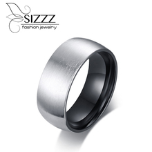 Размер ZZ 8 мм матовое кольцо из нержавеющей стали + черное кольцо для мужчин Размер 7-12 2024 - купить недорого