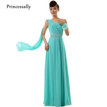 Robe De Soriee Turquoise Bridesmaid Dress Long Chiffon One Shoulder Beading Ribbons Elegant Bride Wedding Party Prom Formal Gown 2024 - buy cheap