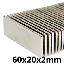 1pc 60mm x 20mm x 2mm Strong Powerful Block Square Magnet Craft Model Rare Earth 60*20*2 Neodymium Permanent Magnet 60x20x2 2024 - buy cheap