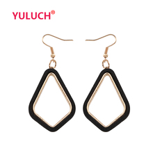 YULUCH-pendientes de gota de madera con incrustaciones geométricas para mujer, joyería de lujo, regalo nacional 2024 - compra barato