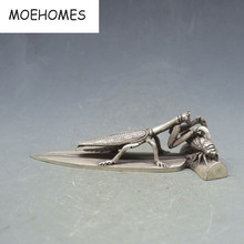 Estatua de miao China de plata rara para decoración del hogar, Mantis, captura, Artesanía de metal 2024 - compra barato