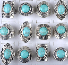 10pcs/lot Wholesale Vintage Ring Women Silver Plated Blue Stone Rings High Quality Charm Jewelry Mix styles Gift Drop Free 2024 - buy cheap