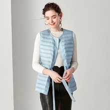 Winter Women Fashion White Duck Down Vest Female Ultra Light Slim Thin Short Sleeveless Coat Whith Sashes Warm Casual Waistcoat 2024 - buy cheap