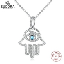 Ожерелье с подвеской EUDORA, 100% 925 пробы, серебряное, с синим и синим сглаза 2024 - купить недорого